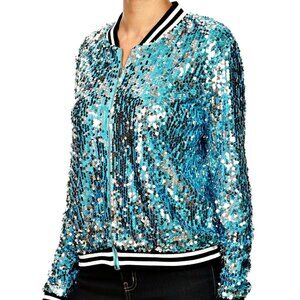 NEW! ANNA-KACI SEQUIN BOMBER OVERSIZED JACKET